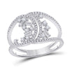 14k White Gold Womens Round Diamond Scattered Fashion Ring 1/2 Cttw