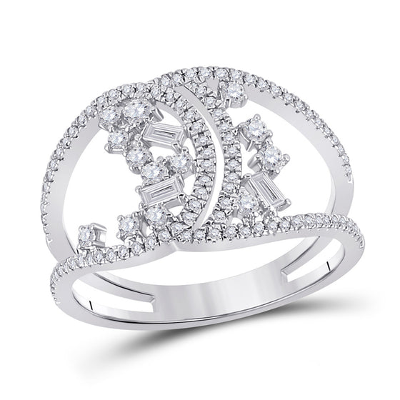 14k White Gold Womens Round Diamond Scattered Fashion Ring 1/2 Cttw