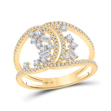  14k Yellow Gold Womens Round Diamond Scattered Fashion Ring 1/2 Cttw