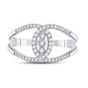 14k White Gold Womens Round Diamond Fashion 3-stone Ring 1/5 Cttw