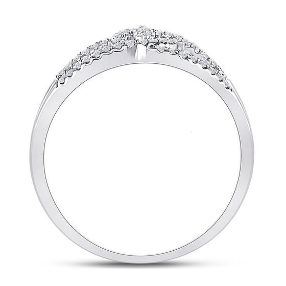 14k White Gold Womens Round Diamond Fashion 3-stone Ring 1/5 Cttw