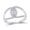 14k White Gold Womens Round Diamond Fashion 3-stone Ring 1/5 Cttw