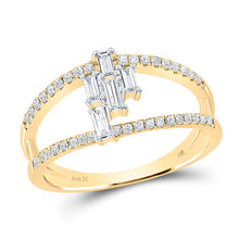  14k Yellow Gold Womens Baguette Diamond Negative Space Band Ring 1/3 Cttw