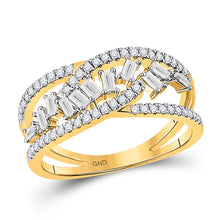  14k Yellow Gold Womens Baguette Diamond Scattered Band Ring 1/2 Cttw