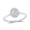 14k White Gold Womens Round Diamond Oval Cluster Ring 1/6 Cttw