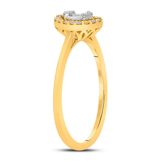 14k Yellow Gold Womens Round Diamond Oval Ring 1/6 Cttw