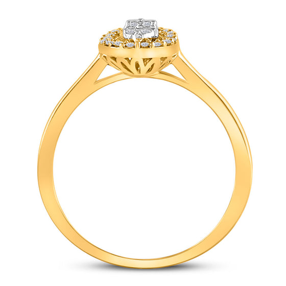 14k Yellow Gold Womens Round Diamond Oval Ring 1/6 Cttw