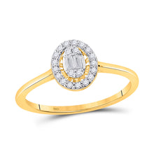  14k Yellow Gold Womens Round Diamond Oval Ring 1/6 Cttw