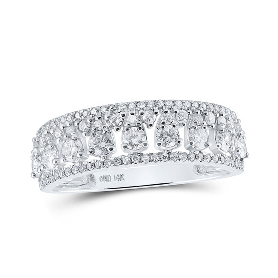 14k White Gold Womens Round Diamond Band Ring 3/4 Cttw