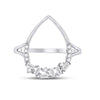14k White Gold Womens Round Diamond Teardrop Scattered Fashion Ring 1/5 Cttw