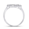 14k White Gold Womens Round Diamond Teardrop Scattered Fashion Ring 1/5 Cttw