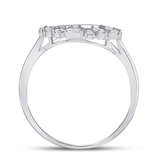 14k White Gold Womens Round Diamond Teardrop Scattered Fashion Ring 1/5 Cttw