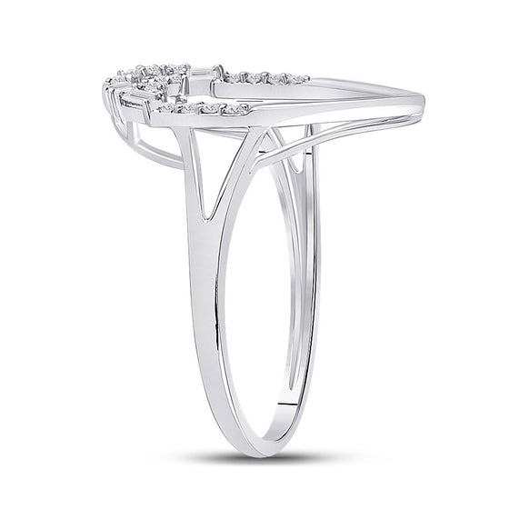 14k White Gold Womens Round Diamond Teardrop Scattered Fashion Ring 1/5 Cttw