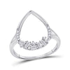 14k White Gold Womens Round Diamond Teardrop Scattered Fashion Ring 1/5 Cttw