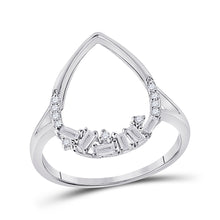  14k White Gold Womens Round Diamond Teardrop Scattered Fashion Ring 1/5 Cttw