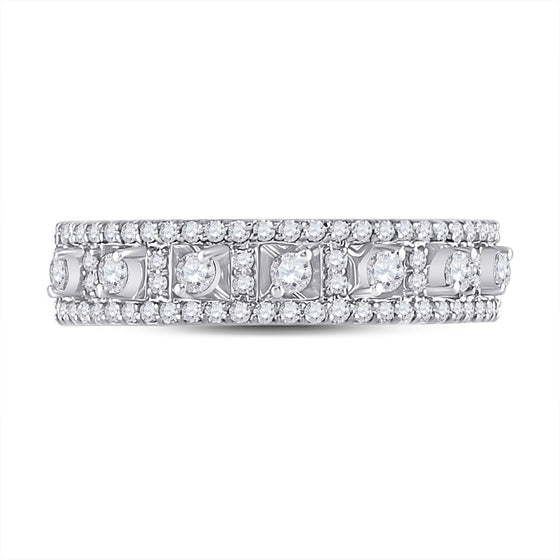 14k White Gold Womens Round Diamond Anniversary Band Ring 5/8 Cttw