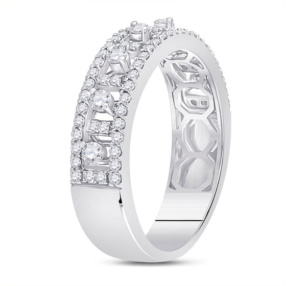 14k White Gold Womens Round Diamond Anniversary Band Ring 5/8 Cttw