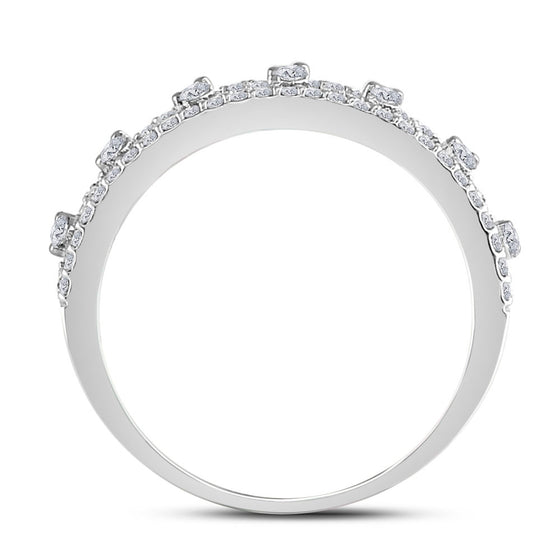 14k White Gold Womens Round Diamond Anniversary Band Ring 5/8 Cttw