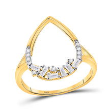  14k Yellow Gold Womens Round Diamond Scattered Teardrop Ring 1/5 Cttw