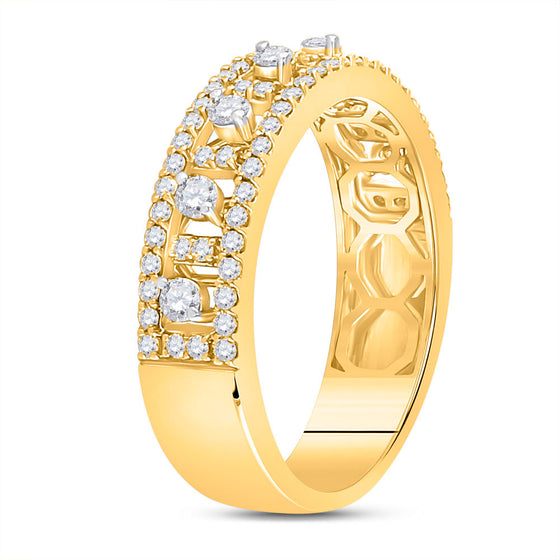 14k Yellow Gold Womens Round Diamond Anniversary Band Ring 5/8 Cttw