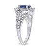 14k White Gold Womens Cushion Blue Sapphire Diamond Halo Ring 2 Cttw