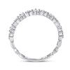 14k White Gold Womens Baguette Diamond Modern Band Ring 1/3 Cttw
