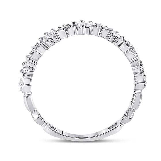 14k White Gold Womens Baguette Diamond Modern Band Ring 1/3 Cttw