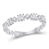 14k White Gold Womens Baguette Diamond Modern Band Ring 1/3 Cttw