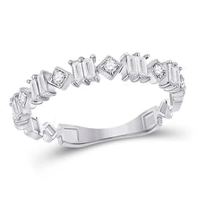  14k White Gold Womens Baguette Diamond Modern Band Ring 1/3 Cttw