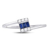 14k White Gold Womens Baguette Blue Sapphire Fashion Ring 1/4 Cttw