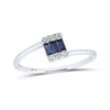 14k White Gold Womens Baguette Blue Sapphire Fashion Ring 1/4 Cttw