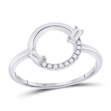  14k White Gold Womens Round Diamond Outline Circle Ring 1/8 Cttw