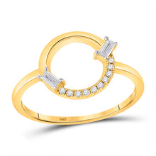  14k Yellow Gold Womens Baguette Diamond Outline Circle Ring 1/8 Cttw