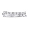 14k White Gold Womens Baguette Diamond Crossover Band Ring 1/3 Cttw