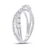 14k White Gold Womens Baguette Diamond Crossover Band Ring 1/3 Cttw