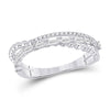 14k White Gold Womens Baguette Diamond Crossover Band Ring 1/3 Cttw