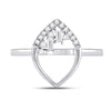14k White Gold Womens Baguette Diamond Scattered Oval Ring 1/8 Cttw