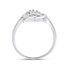 14k White Gold Womens Baguette Diamond Scattered Oval Ring 1/8 Cttw