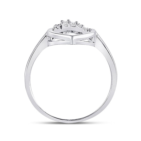 14k White Gold Womens Baguette Diamond Scattered Oval Ring 1/8 Cttw