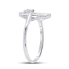 14k White Gold Womens Baguette Diamond Scattered Oval Ring 1/8 Cttw