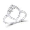 14k White Gold Womens Baguette Diamond Scattered Oval Ring 1/8 Cttw