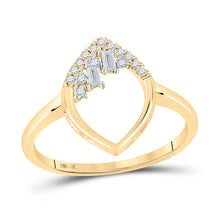  14k Yellow Gold Womens Baguette Diamond Oval Ring 1/8 Cttw