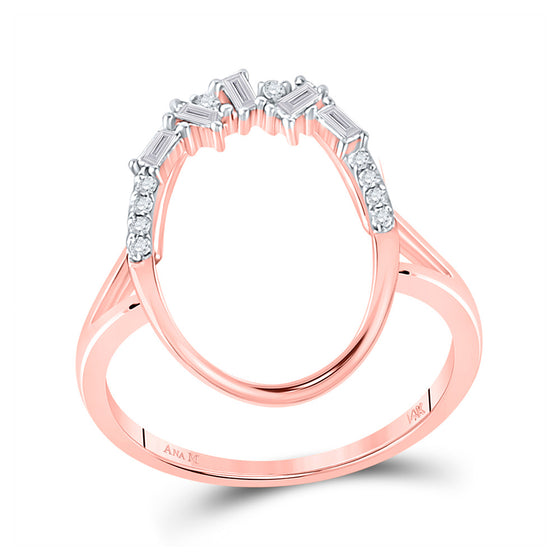 14k Rose Gold Womens Round Diamond Oval Ring 1/6 Cttw
