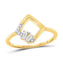  14k Yellow Gold Womens Baguette Diamond Modern Fashion Ring 1/10 Cttw