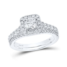  14k White Gold Round Diamond Bridal Wedding Ring Band Set 1-1/3 Cttw
