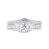 14k White Gold Round Diamond Halo Bridal Wedding Ring Band Set 1-1/4 Cttw