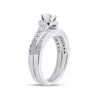 14k White Gold Round Diamond Halo Bridal Wedding Ring Band Set 1-1/4 Cttw