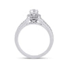 14k White Gold Round Diamond Halo Bridal Wedding Ring Band Set 1-1/4 Cttw