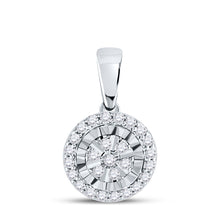  14k White Gold Womens Round Diamond Halo Pendant 1/10 Cttw