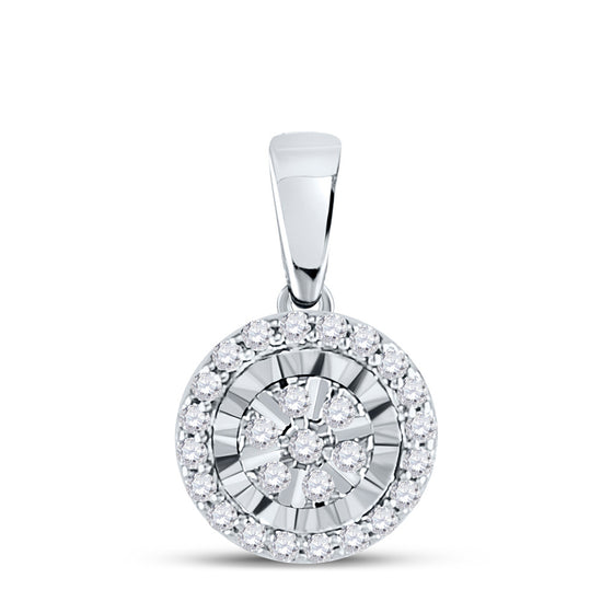 14k White Gold Womens Round Diamond Halo Pendant 1/10 Cttw